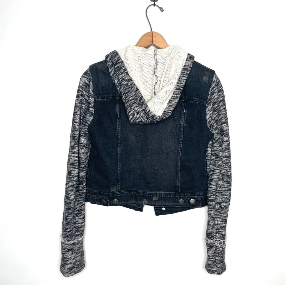 Free People | Knit Hooded Denim Jacket - Picture 3 of 11